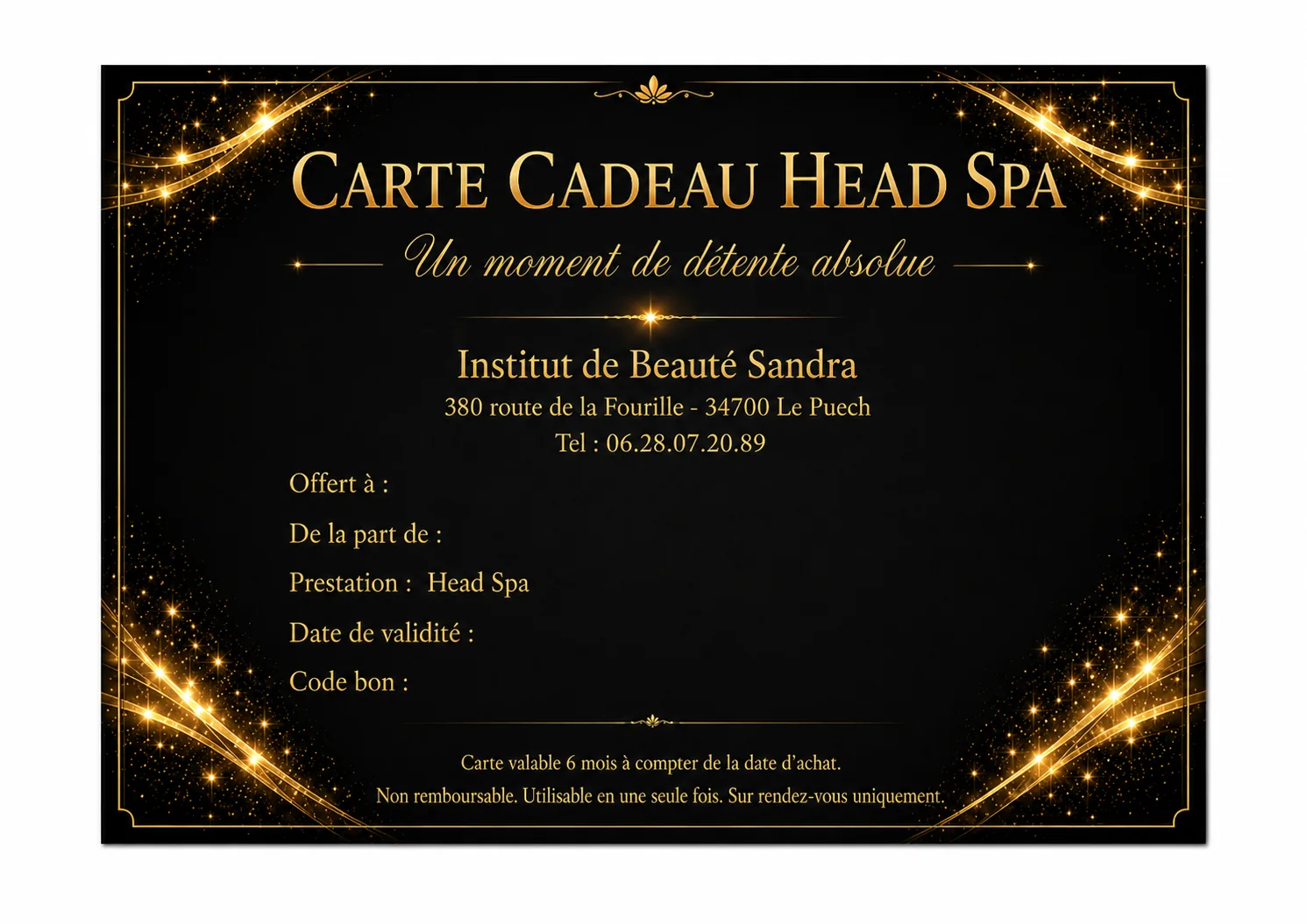 Aperçu de la carte cadeau Head Spa Institut de Beauté Sandra